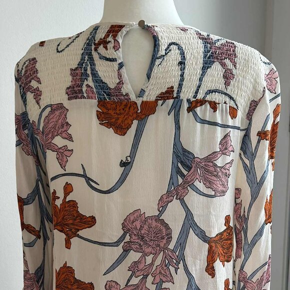 Kaffe Floral Blouse With Smocked Bodice & High-Low Sleeves – EU 38 (US 8) - Picture 5 of 8